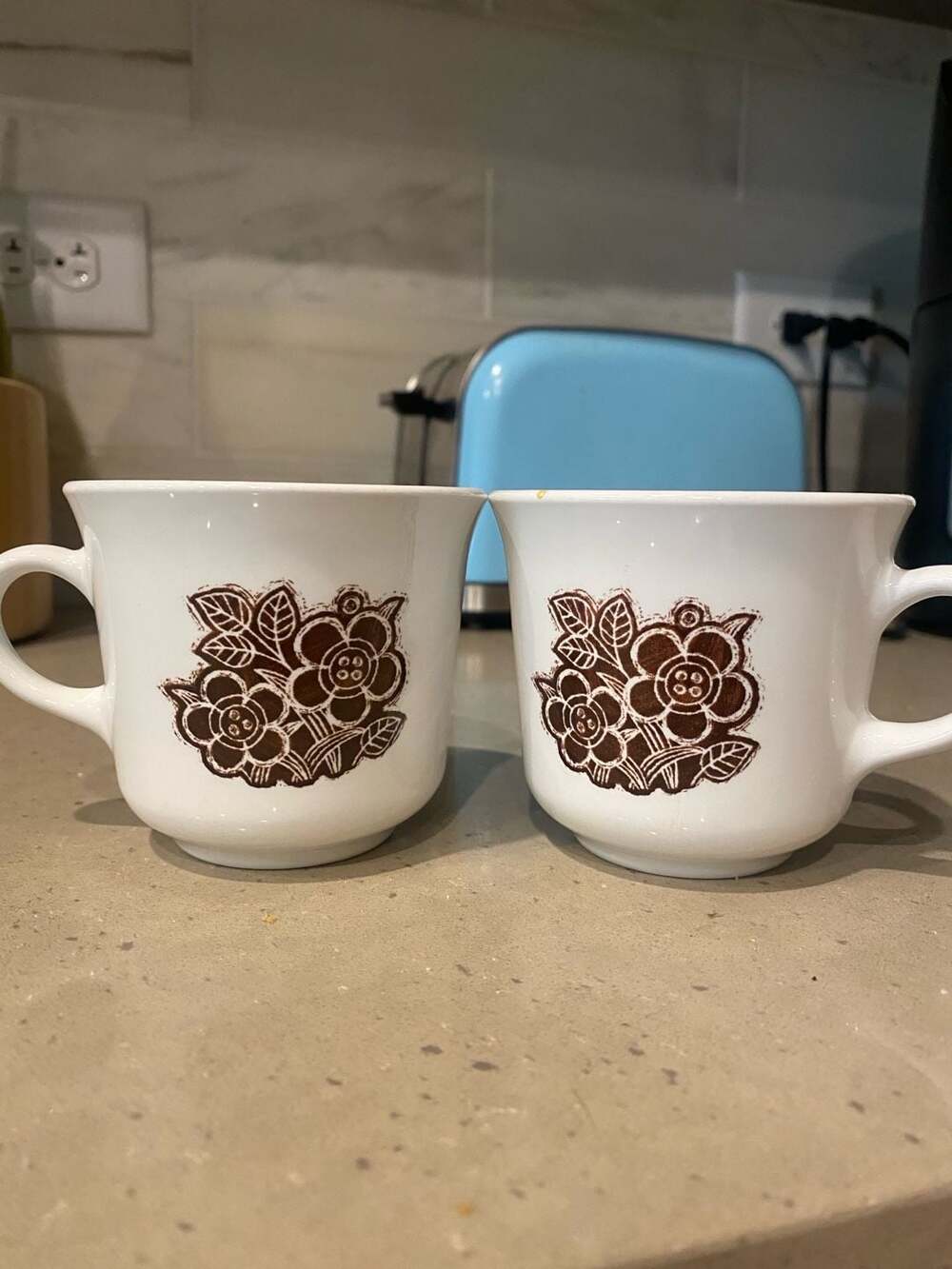 Vintage Corelle by Corning Batik Coffee Cups, Set of 2